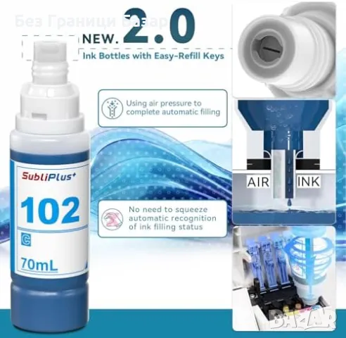 Нови Мастилници 102 BKCMY за EcoTank принтери Тонер касети Epson, снимка 3 - Консумативи за принтери - 49278717