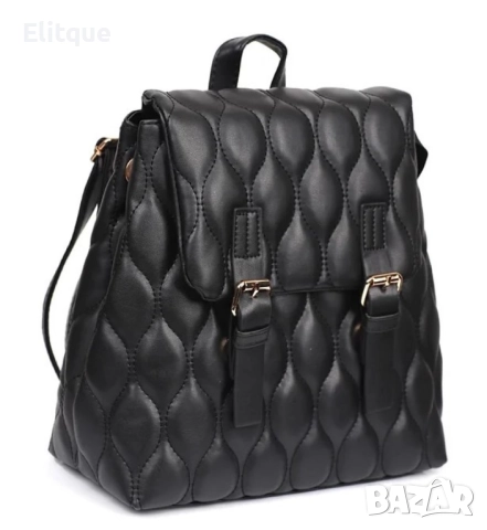 Модерна капитонирана дамска раничка 25х25 см, снимка 6 - Раници - 52895129