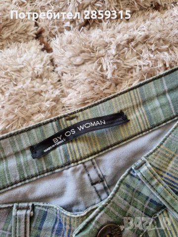 Дамски зелен кариран панталон (прав, тип цигара), снимка 4 - Панталони - 37641272