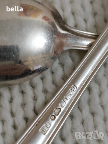 Комплект сребърни стари лъжички за кафе 9 броя на фирмата GAB, снимка 9 - Антикварни и старинни предмети - 52949071