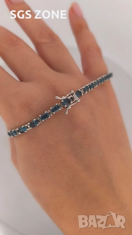 Ръчно изработена сребърна гривна с топаз Лондон, снимка 12 - Гривни - 52582096