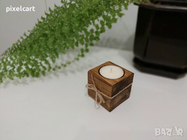 Декоративен сет от 2 части - цвят орех + Подарък 6 чаени свещи, снимка 15 - Декорация за дома - 52173653
