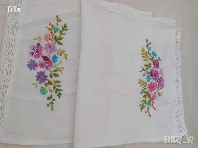 Старинен,  ръчно бродиран тишлайфер, снимка 7 - Покривки за маси - 49512894