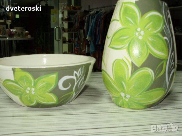 Ваза ръчно рисувана керамика, снимка 6 - Декорация за дома - 27687212