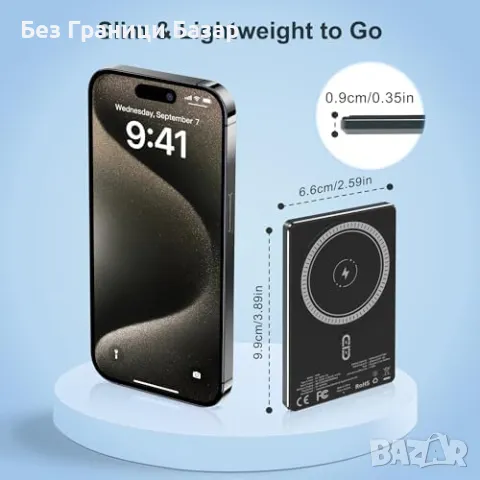 Нова Магнитна външна батерия 5000mAh MagSafe PD 20W бързо зареждане, снимка 2 - Друга електроника - 49278673