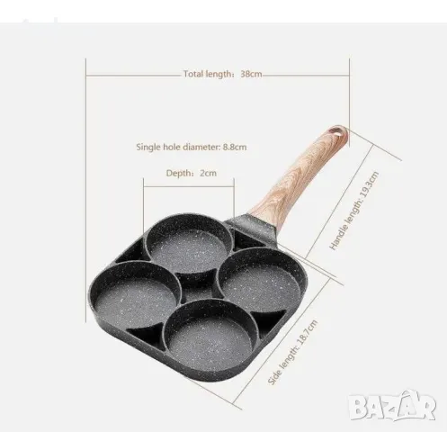 Незалепващ тиган с 4 отделения, снимка 2 - Съдове за готвене - 49798408