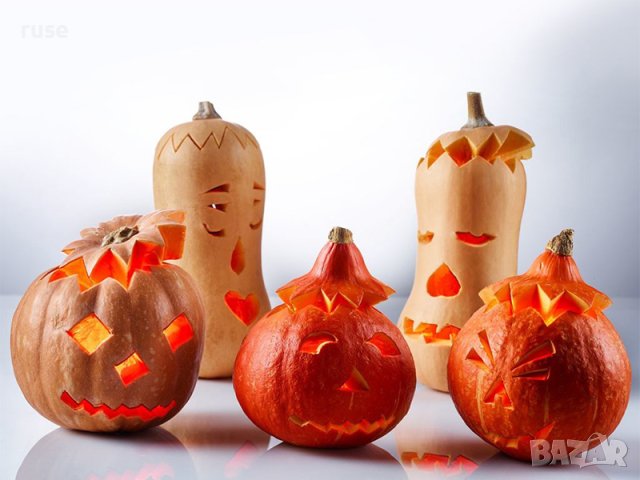 НОВИ! Комплект за карвинг на тикви, дини и други плодове с 4 бр. шаблони за фенери, снимка 6 - Прибори за хранене, готвене и сервиране - 43132307