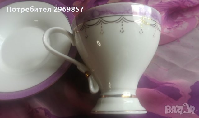 Изискана чаша с чинийка за кафе/чай, снимка 2 - Чаши - 33309827