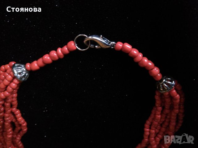 Ефектно дамско червено колие , снимка 3 - Колиета, медальони, синджири - 27671446