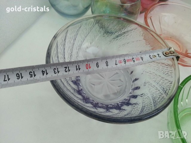 стари стъклени купички цветно стъкло, снимка 3 - Антикварни и старинни предмети - 32328866