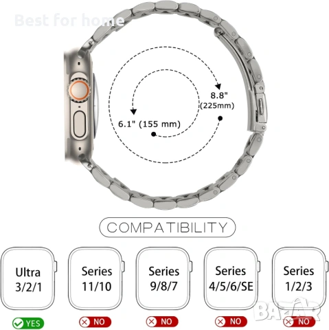 Каишка Tasikar, съвместима с Apple Watch, 49 мм, 45 мм, 44 мм, 42 мм, снимка 5 - Смарт гривни - 53406002