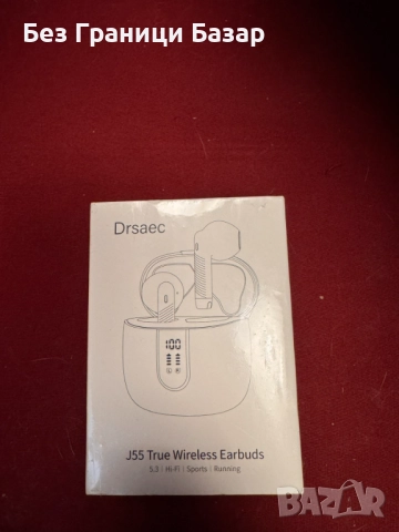 Нови Безжични слушалки J55 Bluetooth 5.3 Hi-Fi със зарядна кутия за музика спорт