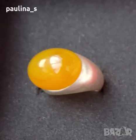 Два броя / Винтидж / Рядка находка / Стар сребърен пръстен с Кехлибар , снимка 15 - Пръстени - 48925924