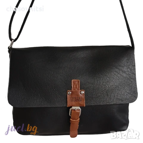 Черна дамска чанта с ефектно закопчаване