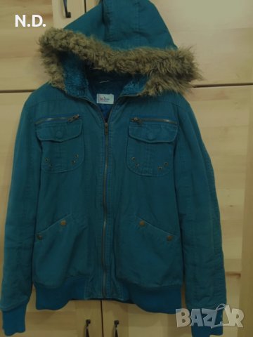 Дамско зелено зимно яке с качулка, John Banner, размер 36/38 S