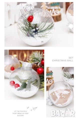 Комплект прозрачни коледни топки за украса - 16 броя в комплект, снимка 4 - Декорация за дома - 52386302