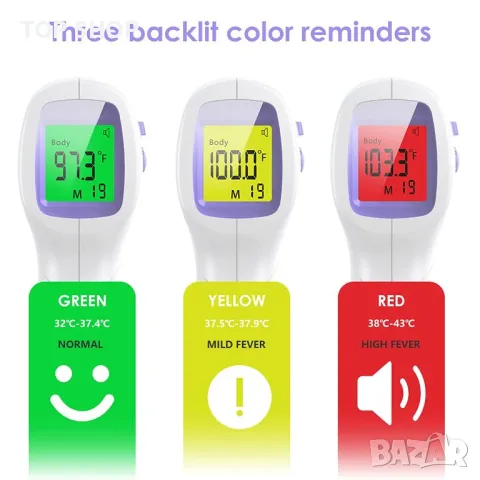 Инфрачервен термометър PC868 цветен алармен, за тяло и повърхност, снимка 3 - Друга електроника - 48804620