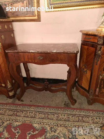 Антикварна конзола с мраморен плот , снимка 5 - Антикварни и старинни предмети - 49354751