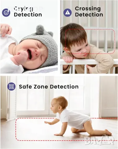 BOOPOO Smart Baby Monitor 2K, нощно виждане,откриване на плач,2.4/5GHz, снимка 3 - Бебефони - 49731255