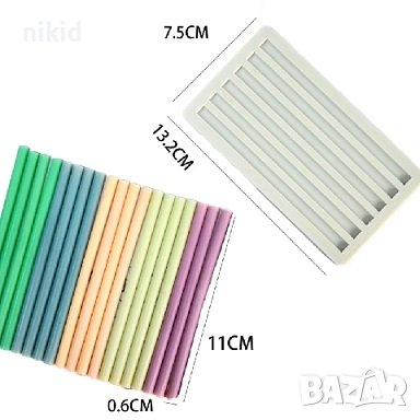 6 реда редове черти ленти пръчици силиконов молд форма фондан гипс шоколад декор, снимка 3 - Форми - 43328036