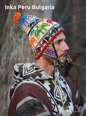 Автентична перуанска шапка модел Куско от овча вълна, снимка 5 - Шапки - 40190069