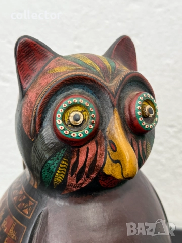 Мексиканска теракота с изображение на сова. №7421, снимка 6 - Антикварни и старинни предмети - 51920079