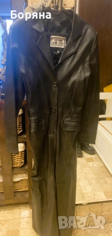 Дълго дамско манто естествена кожа