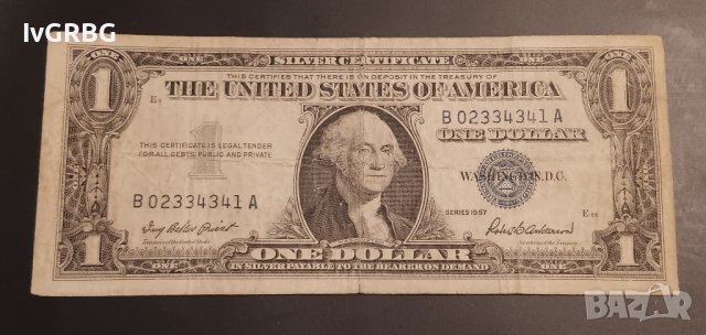 1 долар САЩ 1957 СИН ПЕЧАТ SILVER CERTIFICATE  Банкнота от САЩ , снимка 1 - Нумизматика и бонистика - 43633260