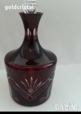 кристални чаши и гарафа цветен червен кристал , снимка 8 - Антикварни и старинни предмети - 30141080