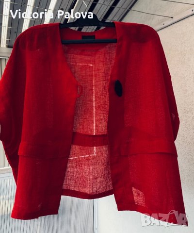 Широка ленена блуза HOPSACK Германия, снимка 5 - Корсети, бюстиета, топове - 43744197