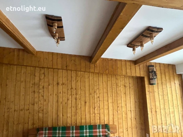 Полилеи от автентични дъбови бъчви,бурета с ръчно изработени дървени чашки!, снимка 10 - Полилеи - 50915528