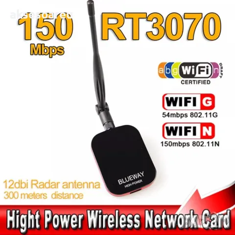 Антенена усилвател с дълъг обхват на прихващане на интернет сигнал 2000mW Wifi USB разбиване пароли, снимка 17 - Мрежови адаптери - 50265445