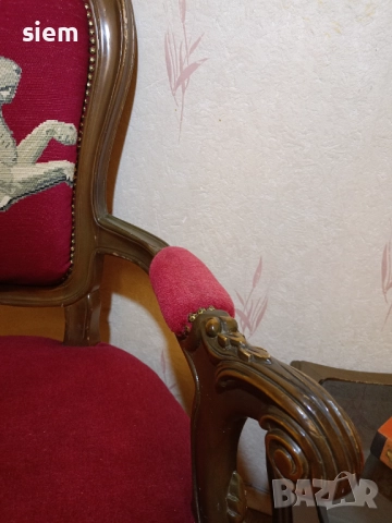 Кресла и масичка "Луи 16-ти" с ръчно бродирани вилерови гоблени - масив, снимка 5 - Дивани и мека мебел - 52354511