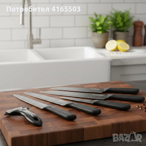 Комплект кухненски н о ж о в е Cheffinger MB09 – 6 части с мраморно покритие и магнитна кутия, снимка 3 - Аксесоари за кухня - 53299896