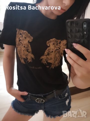 Черна тениска с къс ръкав Be Strong / Unisex на Red Decoct, снимка 3 - Тениски - 28888794