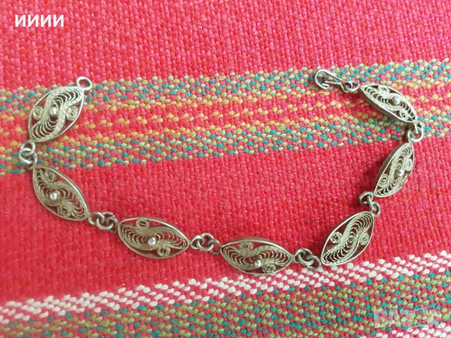 Сребърна гривна верижка филигран 