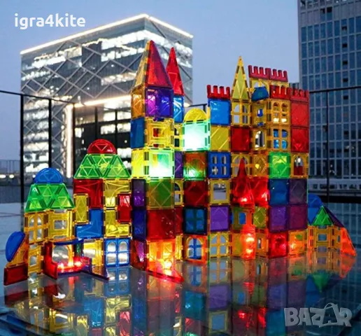 ДВА големи комплекта изцяло магнитни конструктори 104 ч. 79лв. (2х52) ТОП ОФЕРТА, снимка 3 - Конструктори - 49026276