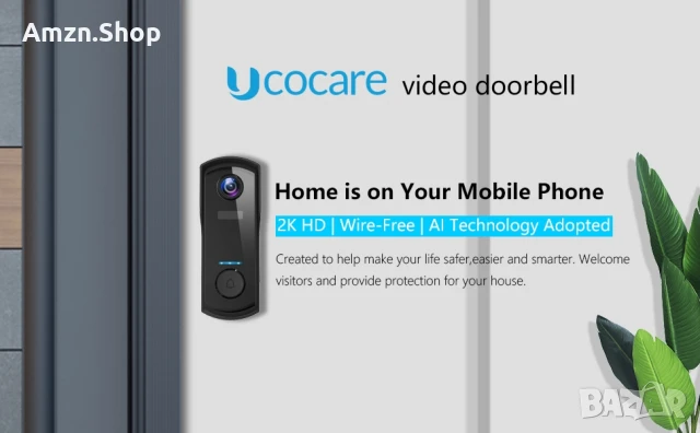 Безжичен Smart видеозвънец , звънец с камера Безжична видеокамера за врата UCOCARE , снимка 15 - Други - 51220661