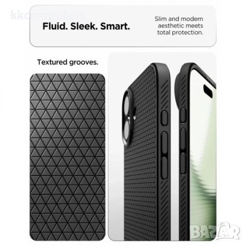 Оригинален кейс Spigen Liquid Air, За iPhone 17 (6.3), Черен и Протектор , снимка 9 - Калъфи, кейсове - 51922880