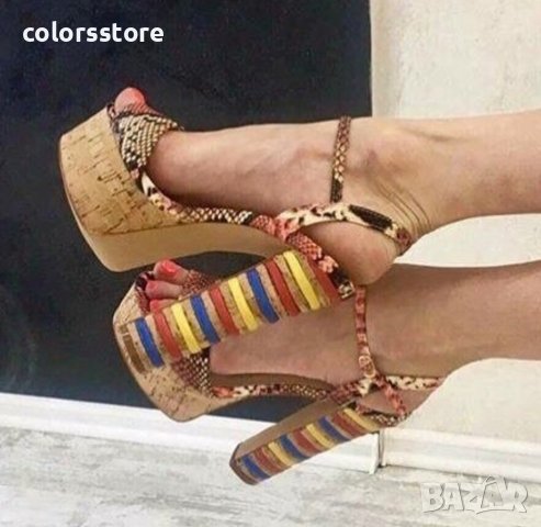 Сандали на ток - шарени
