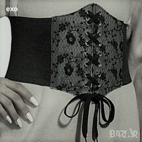 Черен колан корсет, Ширoк колан, Ластичен колан, Черен корсет