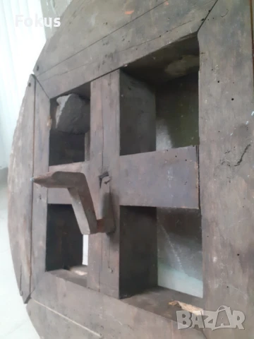 Уникат - Старо масивно дървено колело маховик примитив, снимка 2 - Антикварни и старинни предмети - 50954412