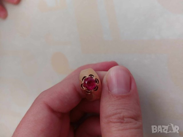 Руски златен пръстен с рубин, снимка 4 - Пръстени - 43453543