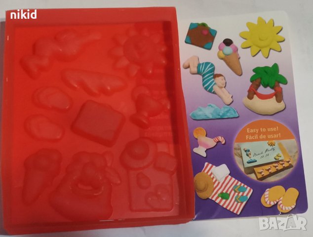 море плаж слънце коктейл чехли сладолед силиконов молд форма фондан шоколад смола гипс фимо бижута