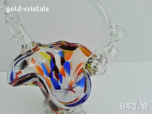 антикварна кошничка цветно кристално стъкло, снимка 4 - Антикварни и старинни предмети - 28364904