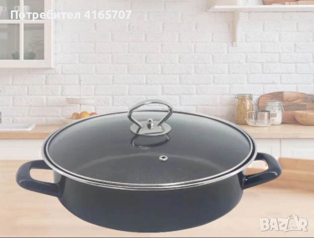 Тава с капак Rosberg, различни размери, черна/въгл.стомана с незалеп.покр.