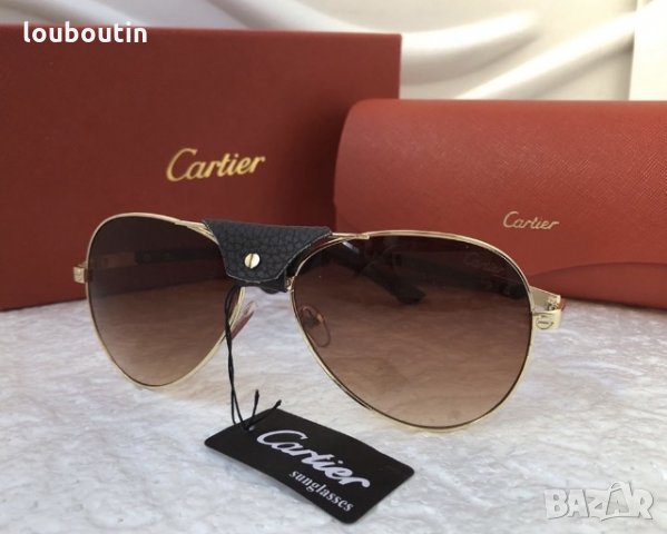 Cartier унисекс мъжки слънчеви очила с кожа и дървени дръжки 3 в 1, снимка 3 - Слънчеви и диоптрични очила - 28356030