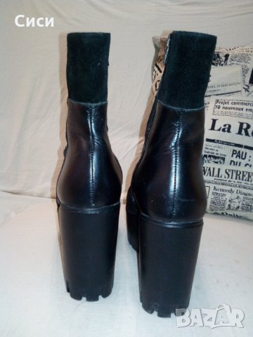 Намаление!!!Черни топли боти на ток,ест кожа, снимка 3 - Дамски боти - 26877772