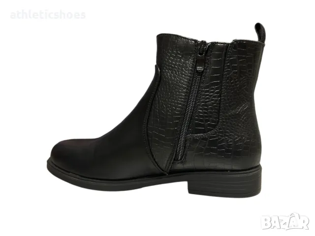 Дамски боти от черна еко кожа със страничен цип- 6063, снимка 2 - Дамски боти - 34238307
