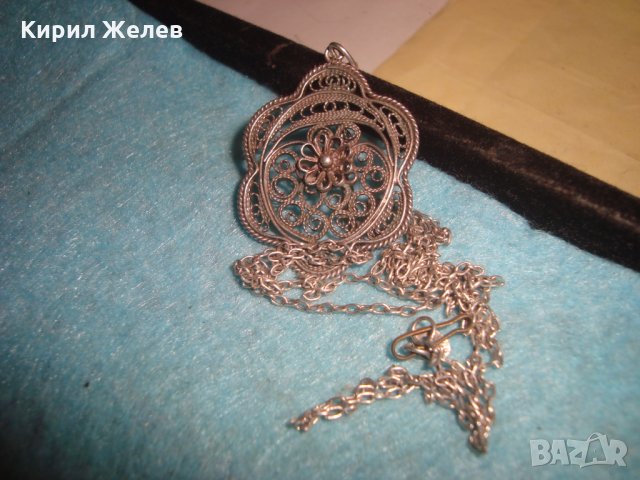 19 ВЕК СТАРИНЕН ФИЛИГРАНЕН СРЕБЪРЕН МЕДАЛЬОН и ВЕРИЖКА СРЕБРО 950 ФИНА РЪЧНА МАЙСТОРСКА РАБОТА 25884, снимка 5 - Антикварни и старинни предмети - 34852175